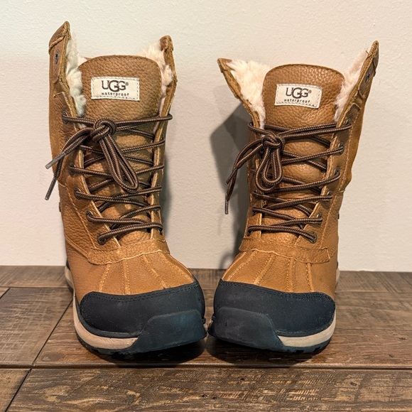 UGG Tan and Black Lace-Up Boots - Picture 7 of 7